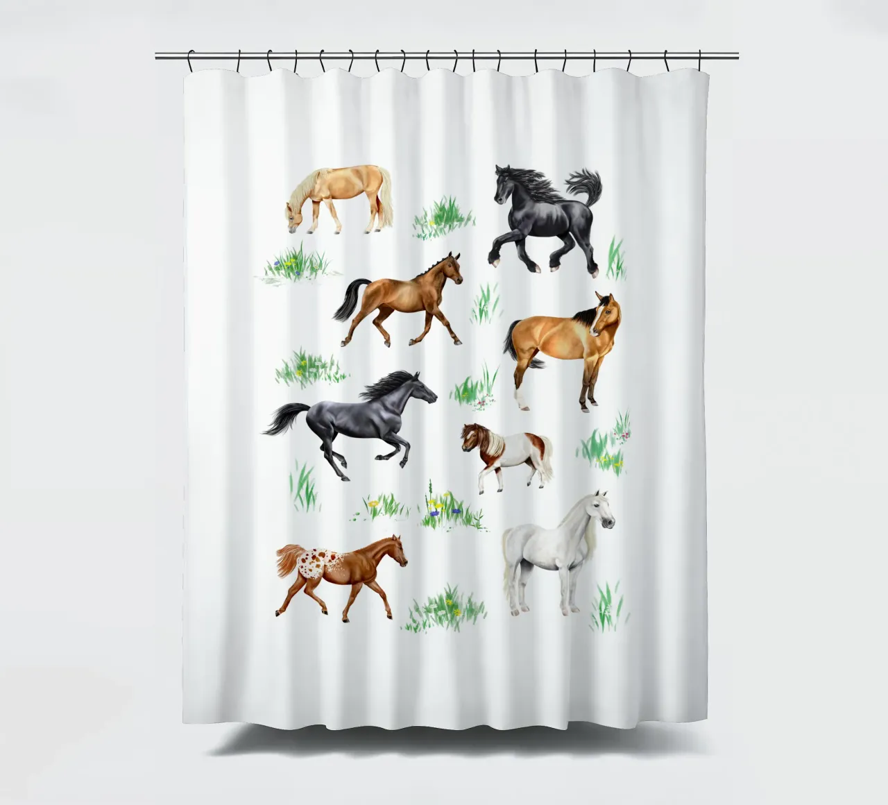 Cavalli e pony n. 03 tenda da doccia da Moonlit Illustrations
