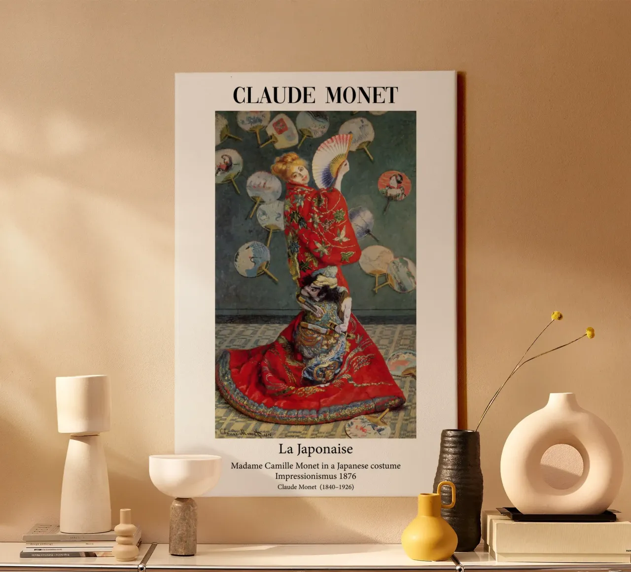 Claude Monet - La donna giapponese tela con Cornice a cassetta da Carinaprint