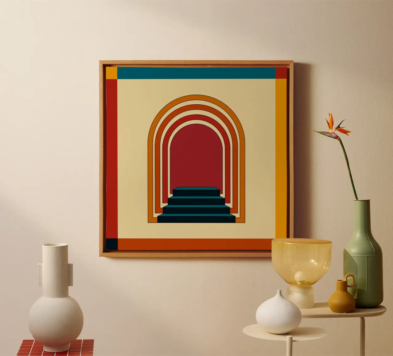 Staircase Retro tela con Cornice a cassetta da galihstudio