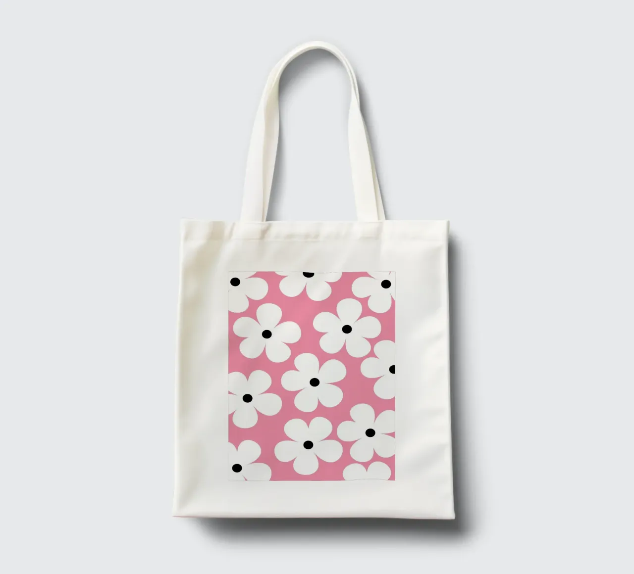 Design floreale retrò I Rosa e bianco borsa in juta da Lisa Jureczko Arts Illustration