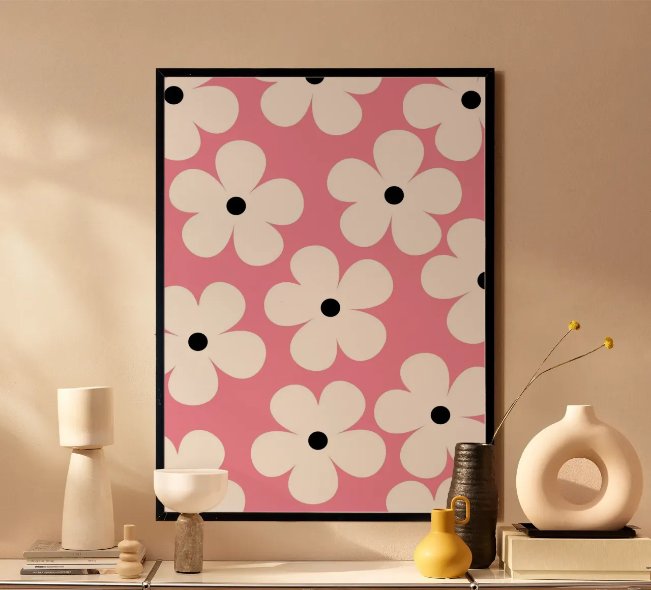 Design floreale retrò I Rosa e bianco carta hahnemühle da Lisa Jureczko Arts Illustration