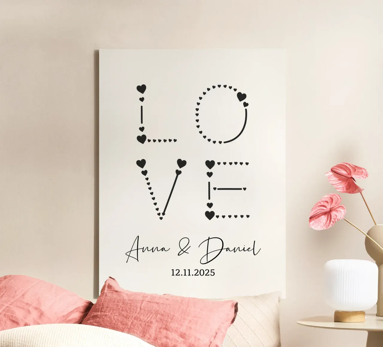 Love Typography Custom Name Gift for Couples tela con Cornice a cassetta da Shark Printables