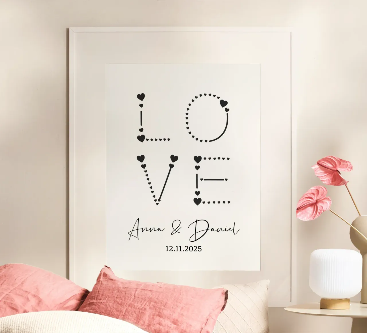 Love Typography Custom Name Gift for Couples poster da Shark Printables