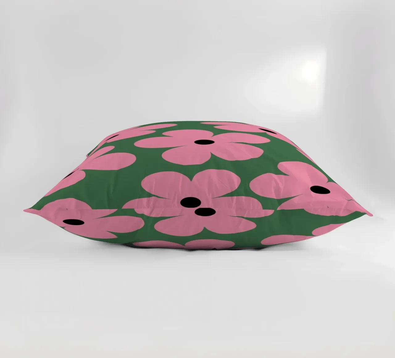 Design floreale retrò II - Verde scuro e rosa cuscino da Lisa Jureczko Arts Illustration