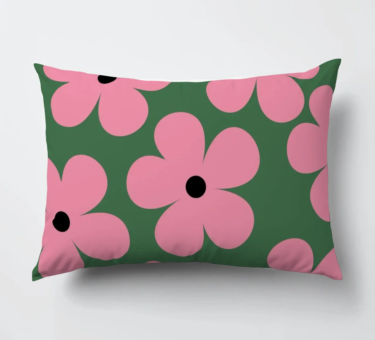 Design floreale retrò II - Verde scuro e rosa cuscino da Lisa Jureczko Arts Illustration