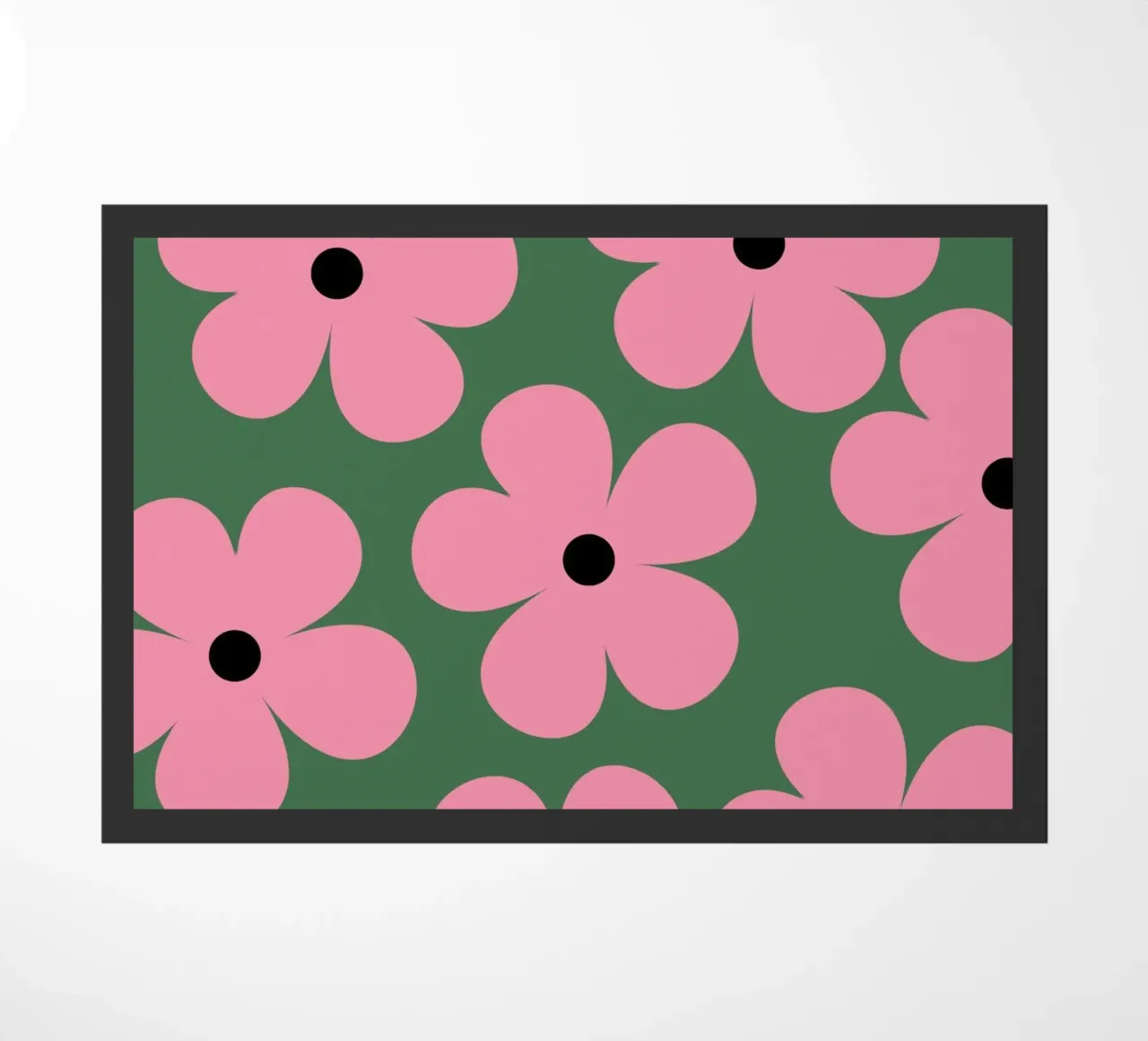 Design floreale retrò II - Verde scuro e rosa zerbino da Lisa Jureczko Arts Illustration