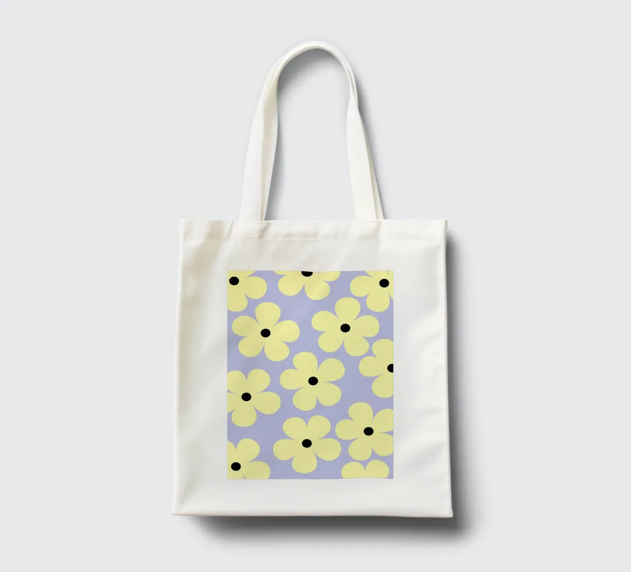 Design floreale retrò III - Lilla e giallo borsa in juta da Lisa Jureczko Arts Illustration