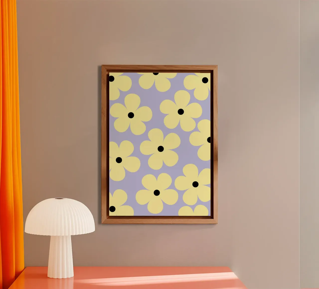Design floreale retrò III - Lilla e giallo alluminio dibond da Lisa Jureczko Arts Illustration
