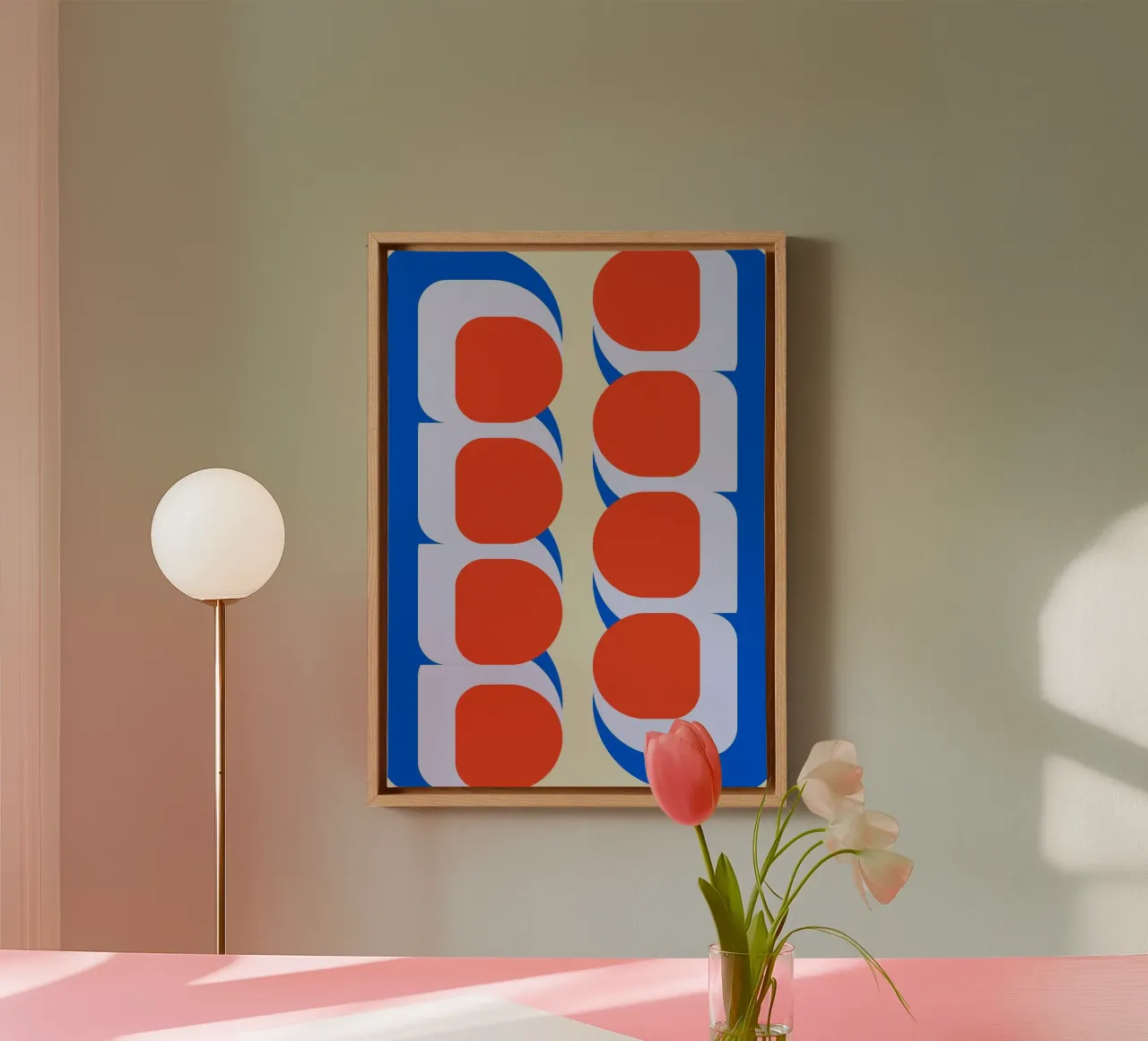 Abstracte Bauhaus Retro Cirkels Illustratie I canvas van Lisa Jureczko Arts Illustration