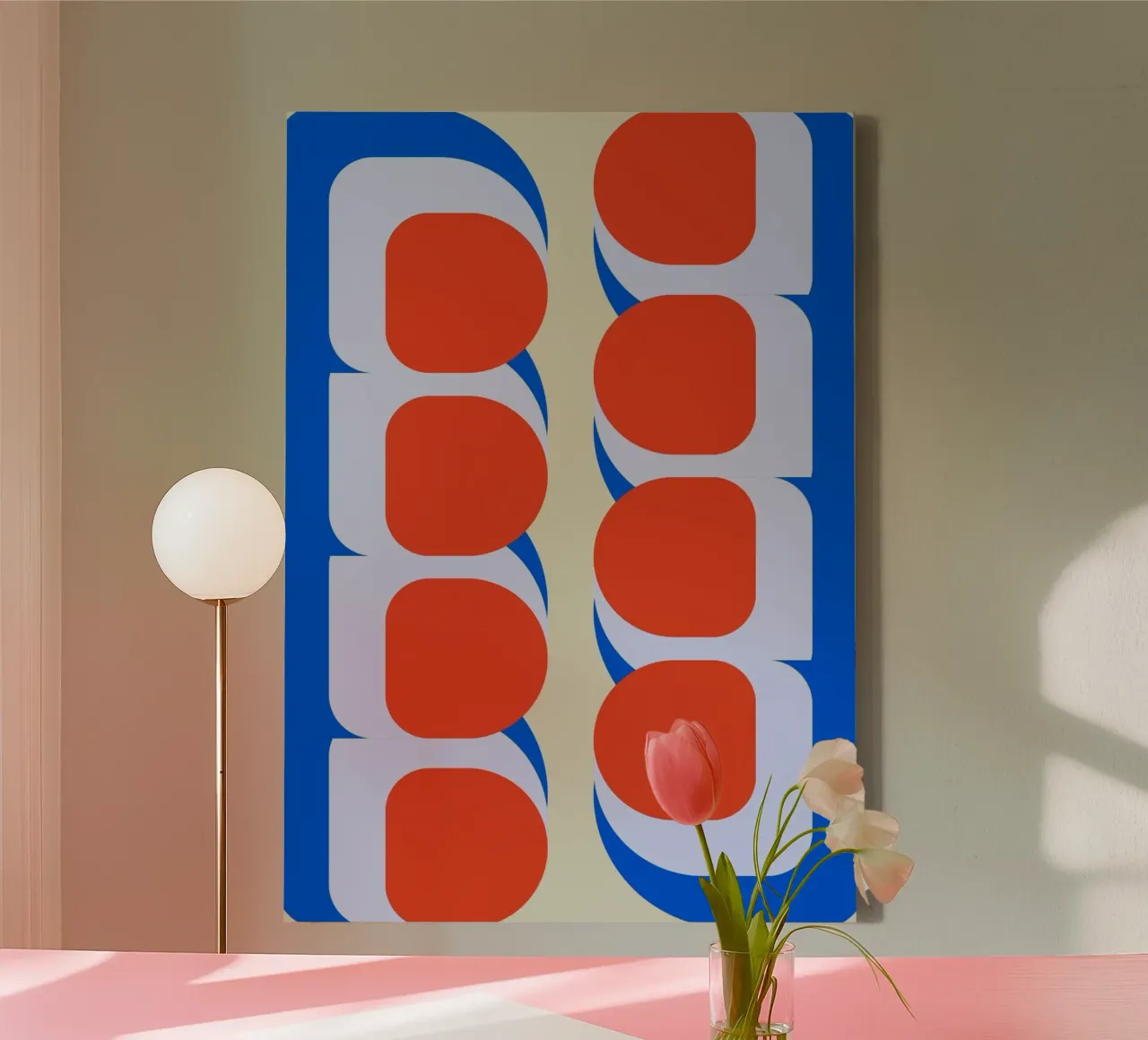 Abstracte Bauhaus Retro Cirkels Illustratie I canvas van Lisa Jureczko Arts Illustration
