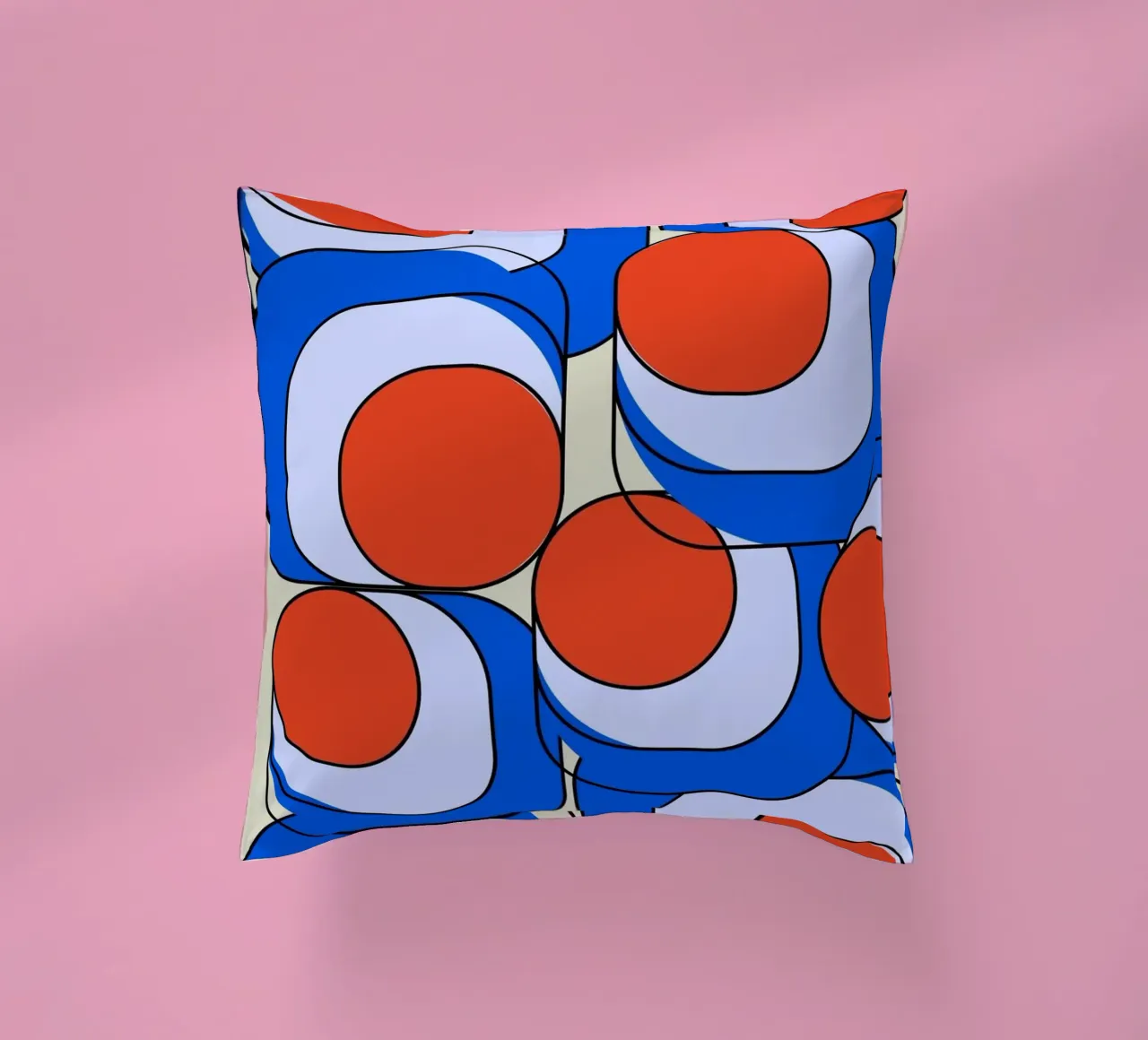 Abstract Asymmetrisch Bauhaus Retro Ontwerp Illustratie II kussen van Lisa Jureczko Arts Illustration