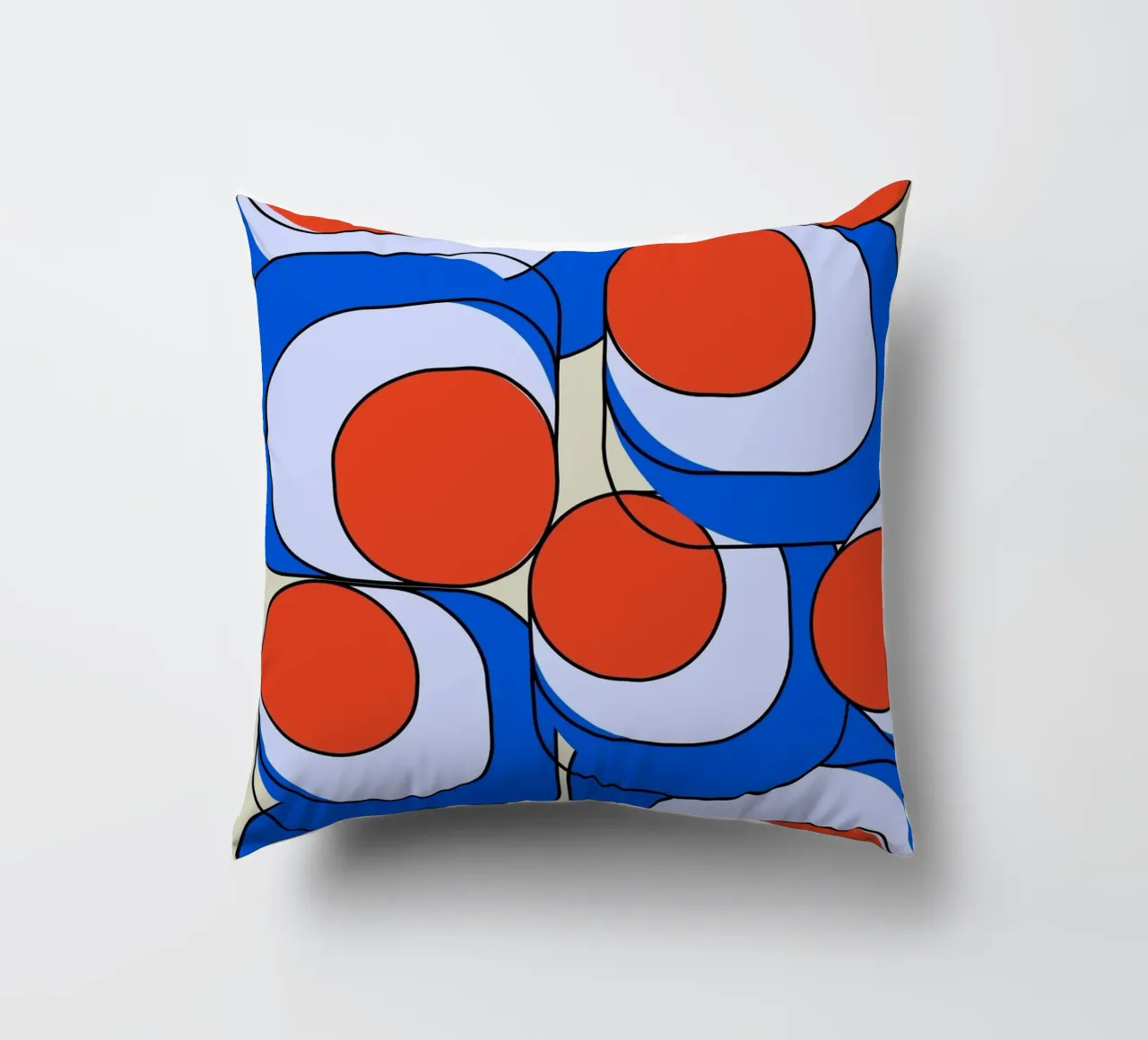 Abstract Asymmetrisch Bauhaus Retro Ontwerp Illustratie II kussen van Lisa Jureczko Arts Illustration