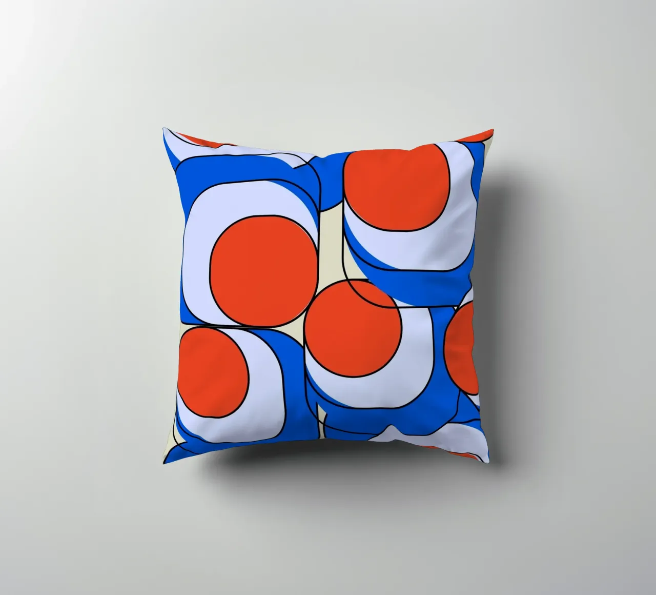 Abstract Asymmetrisch Bauhaus Retro Ontwerp Illustratie II kussen van Lisa Jureczko Arts Illustration