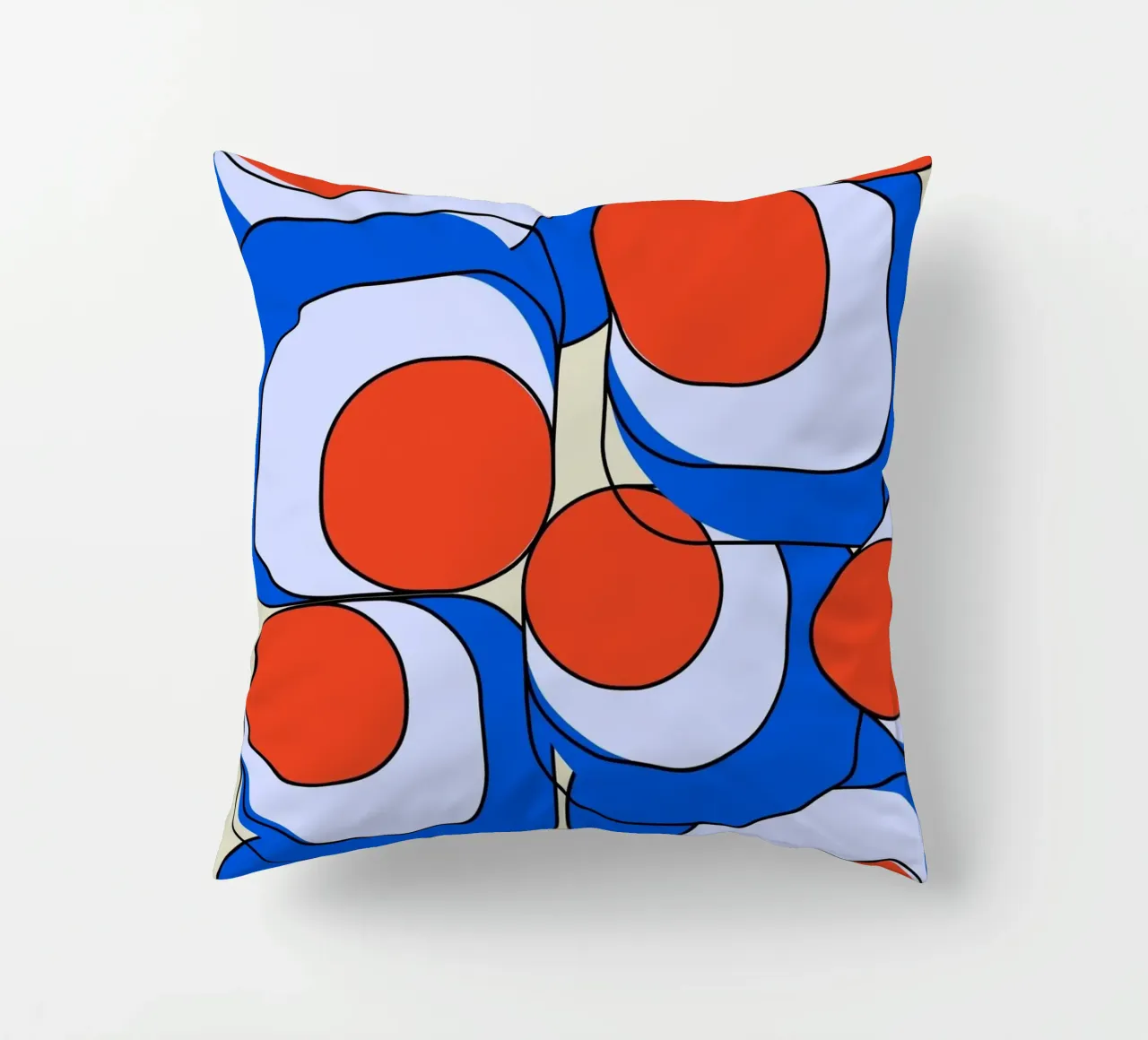 Abstract Asymmetrisch Bauhaus Retro Ontwerp Illustratie II kussen van Lisa Jureczko Arts Illustration