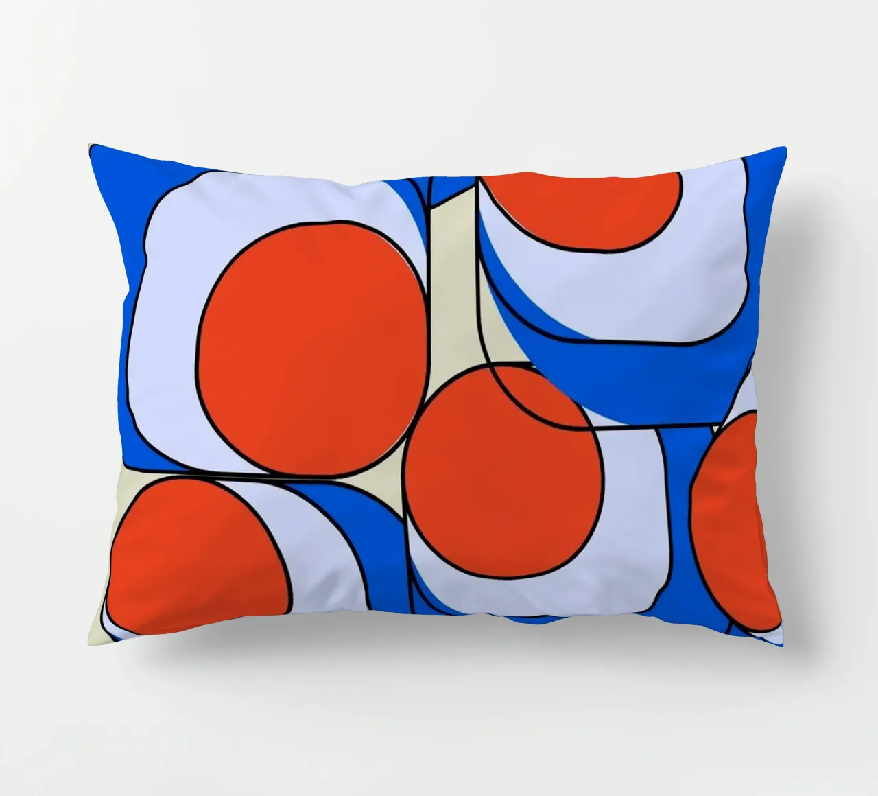 Abstract Asymmetrisch Bauhaus Retro Ontwerp Illustratie II kussen van Lisa Jureczko Arts Illustration