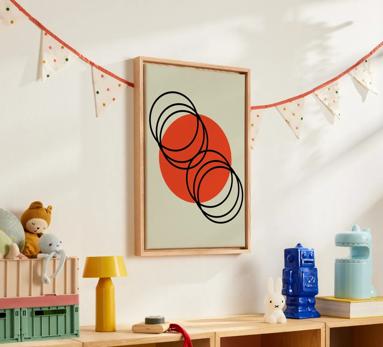 Saturnus Planeet Abstracte Illustratie canvas met Baklijst van Lisa Jureczko Arts Illustration