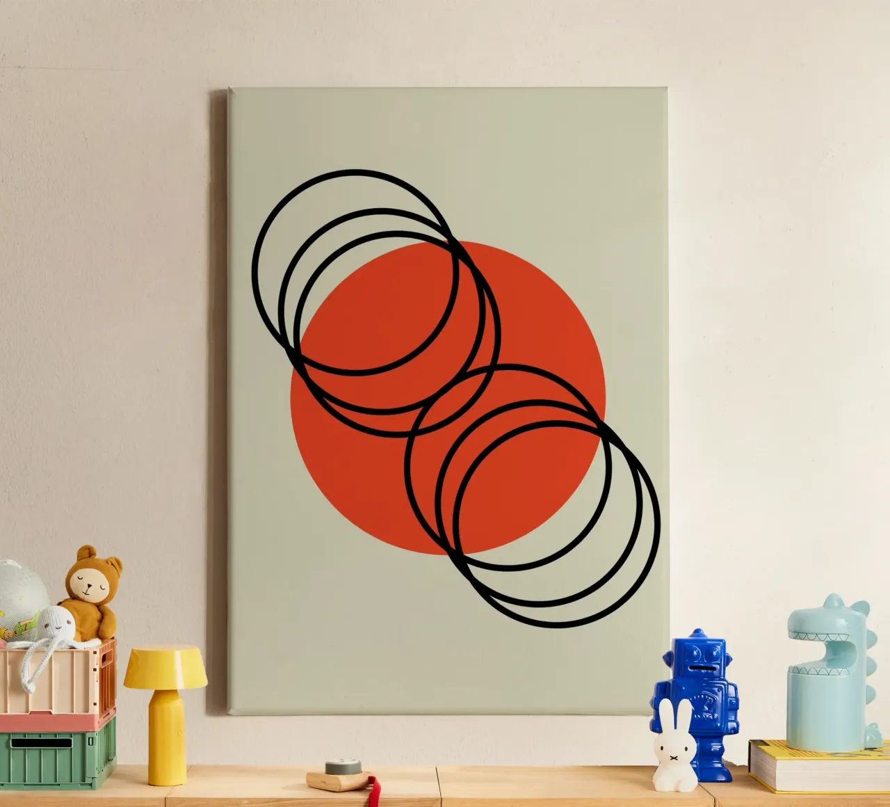 Saturnus Planeet Abstracte Illustratie canvas met Baklijst van Lisa Jureczko Arts Illustration