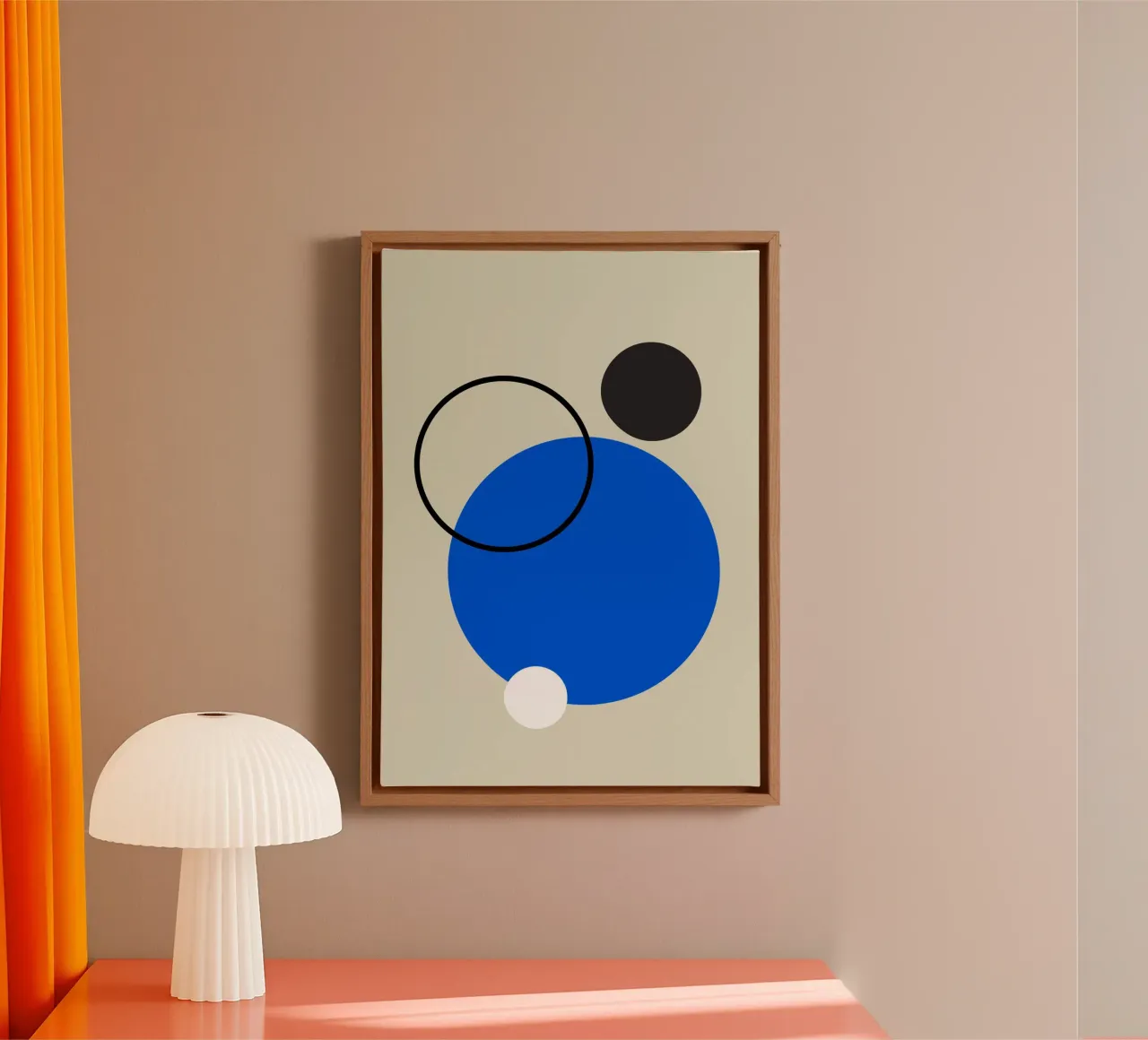 Abstract ontwerp van cirkels in blauw, wit en zwart canvas van Lisa Jureczko Arts Illustration