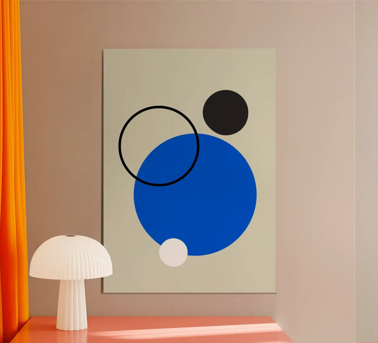 Abstract ontwerp van cirkels in blauw, wit en zwart hahnemühle van Lisa Jureczko Arts Illustration