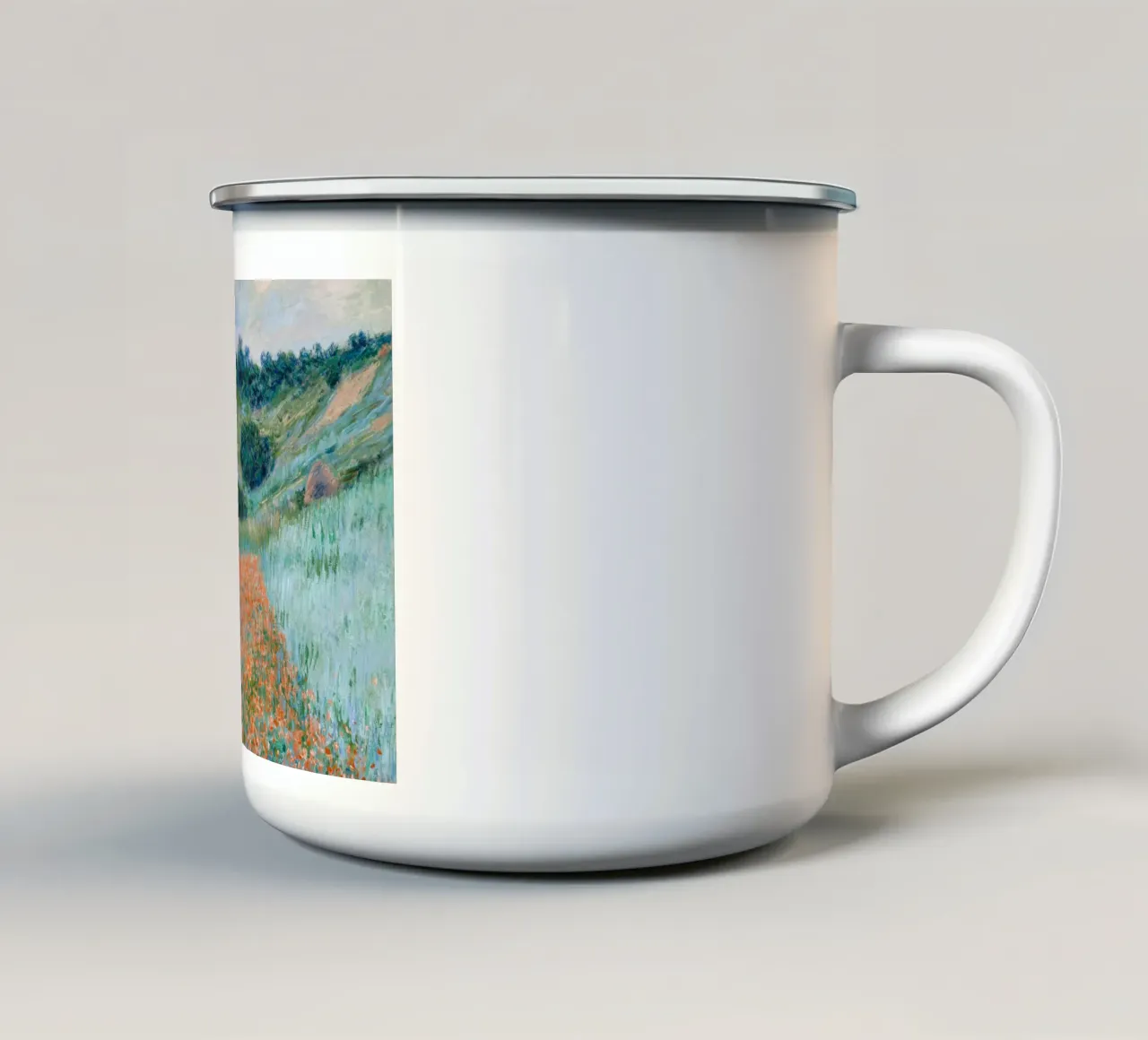 Claude Monet - Campo di papaveri vicino a Giverny tazza in smalto da Carinaprint