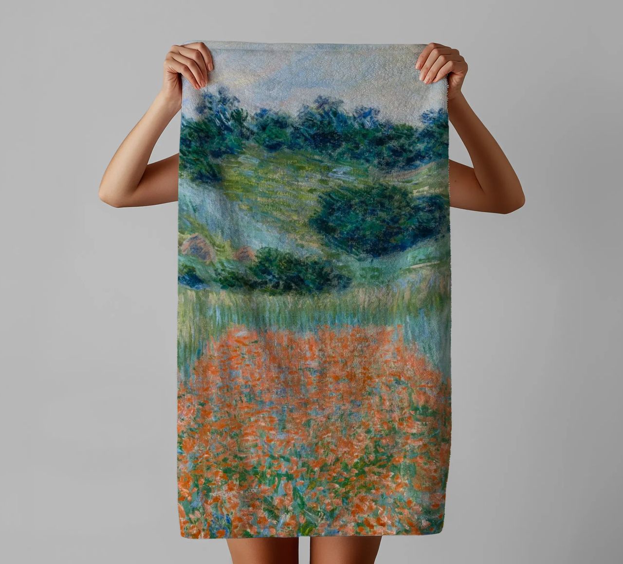 Claude Monet - Mohnfeld bei Giverny Handtuch von Carinaprint