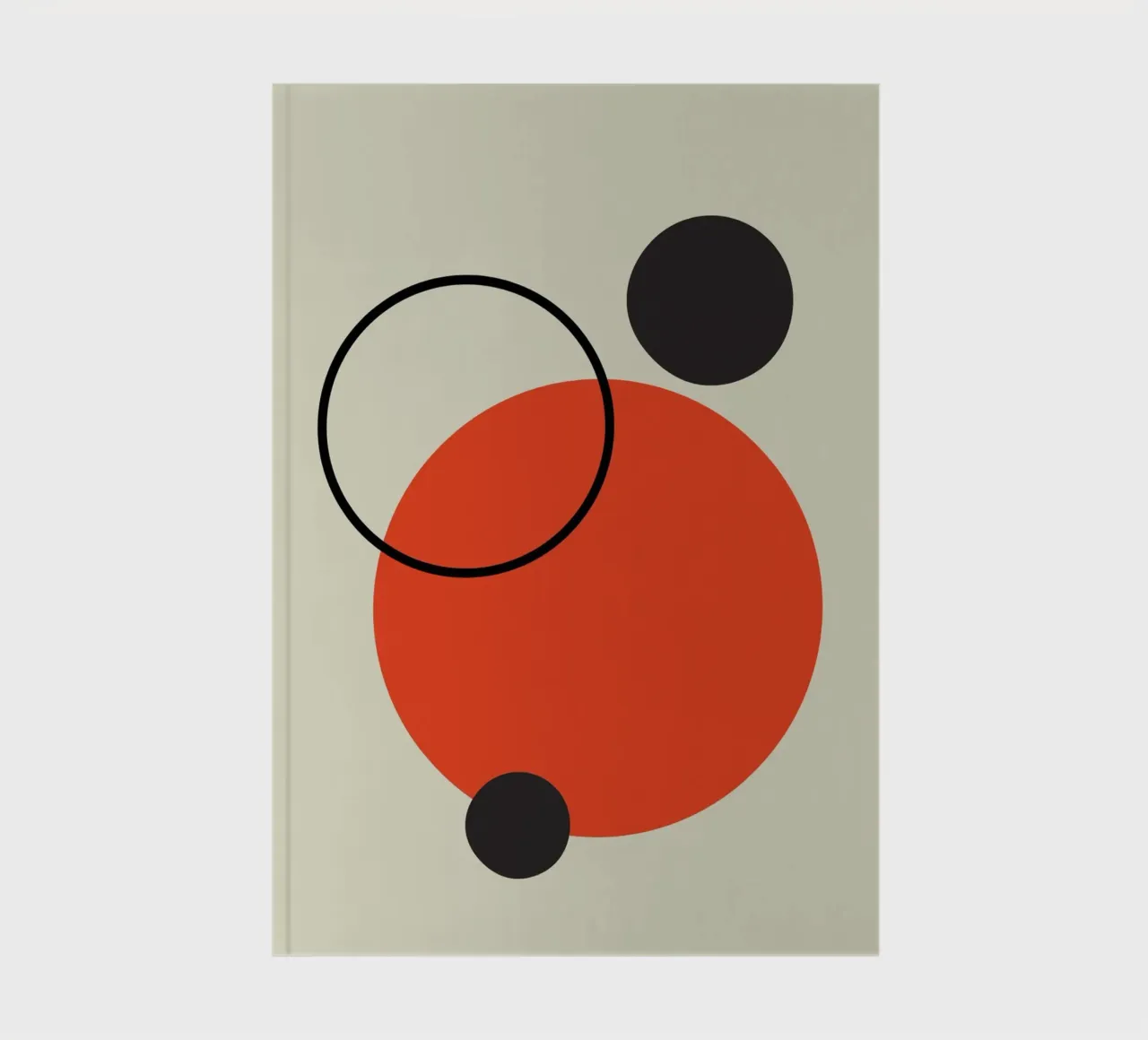 Abstract design of circles in red, beige and black notebook by Lisa Jureczko Arts Illustration