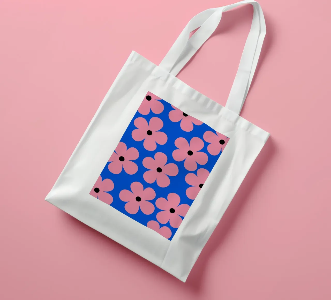 Design floreale retrò - Blu e rosa borsa in juta da Lisa Jureczko Arts Illustration