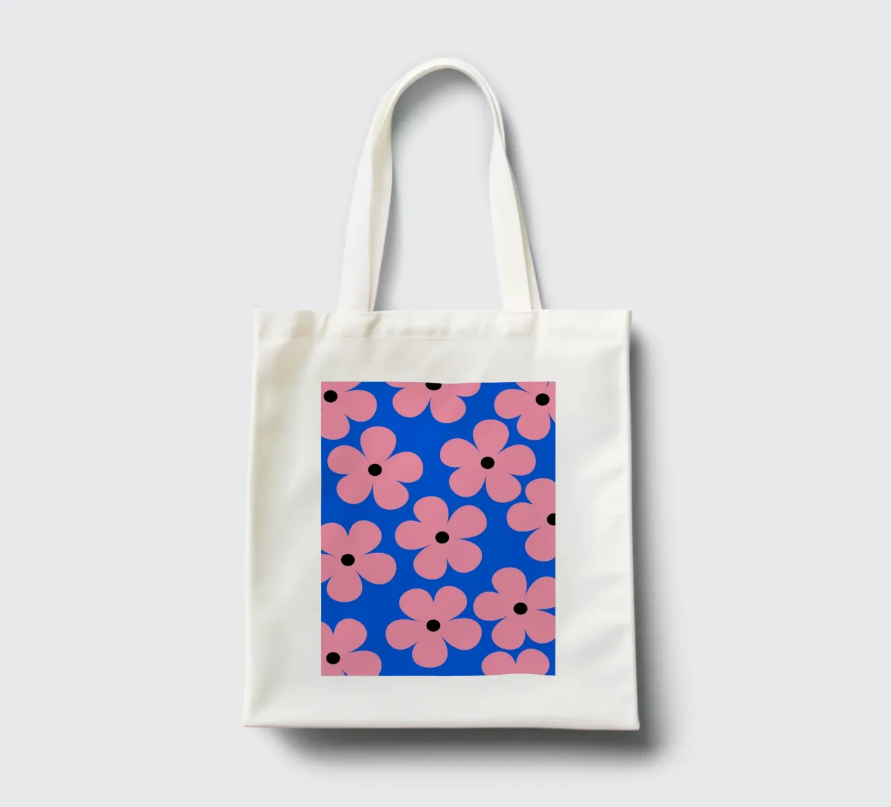 Design floreale retrò - Blu e rosa borsa in juta da Lisa Jureczko Arts Illustration