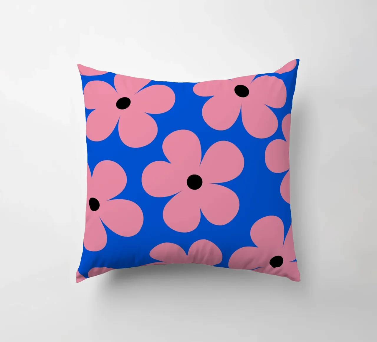 Design floreale retrò - Blu e rosa cuscino da Lisa Jureczko Arts Illustration