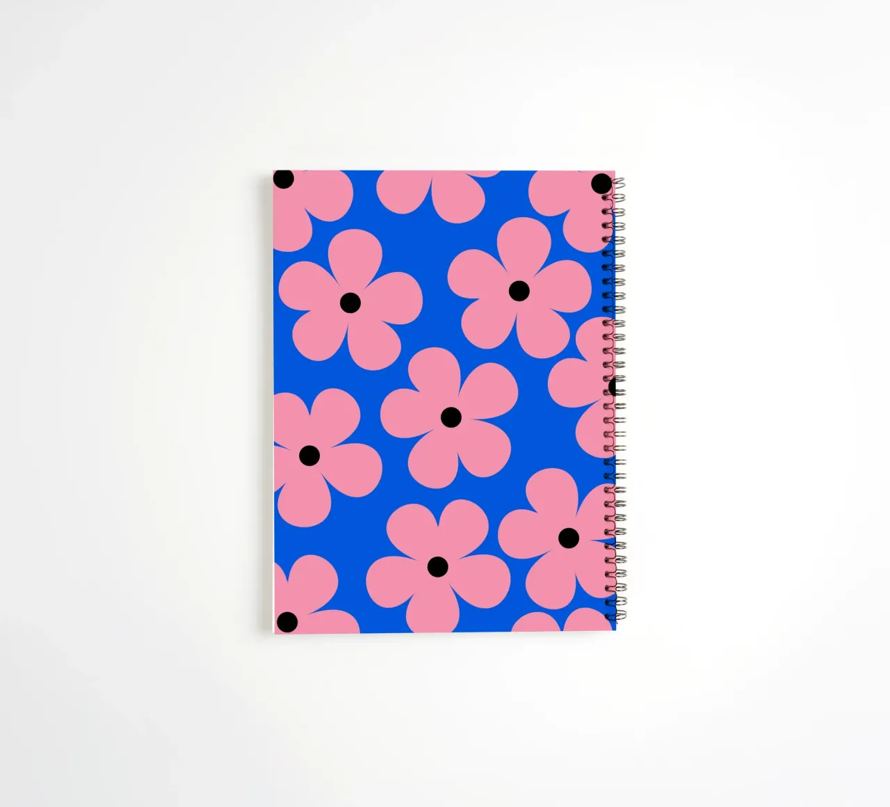 Retro Flower Design - Blue and Pink spiral notebook by Lisa Jureczko Arts Illustration