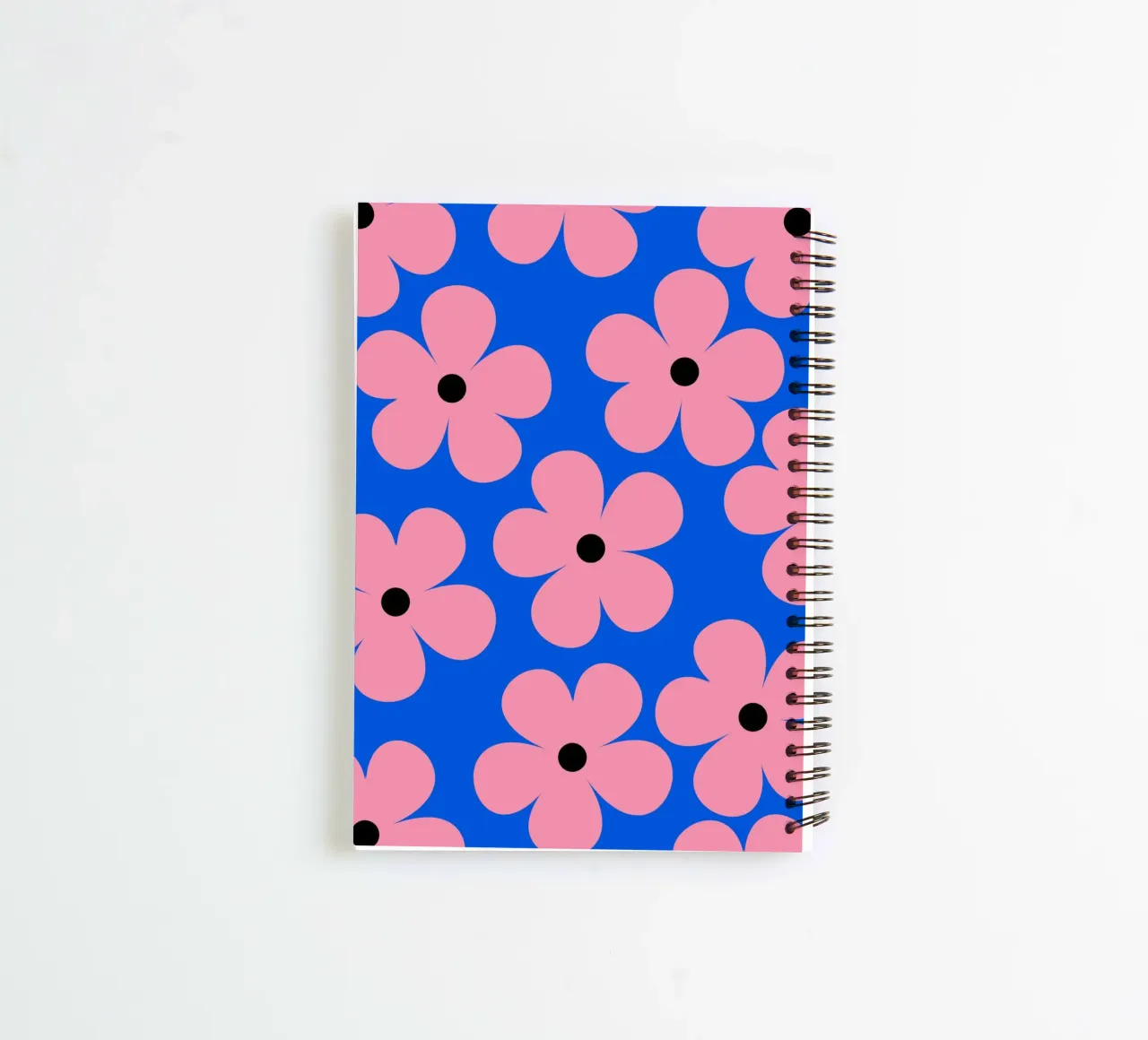Retro Flower Design - Blue and Pink spiral notebook by Lisa Jureczko Arts Illustration