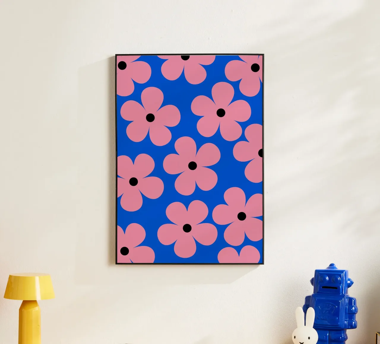 Design floreale retrò - Blu e rosa alluminio dibond da Lisa Jureczko Arts Illustration