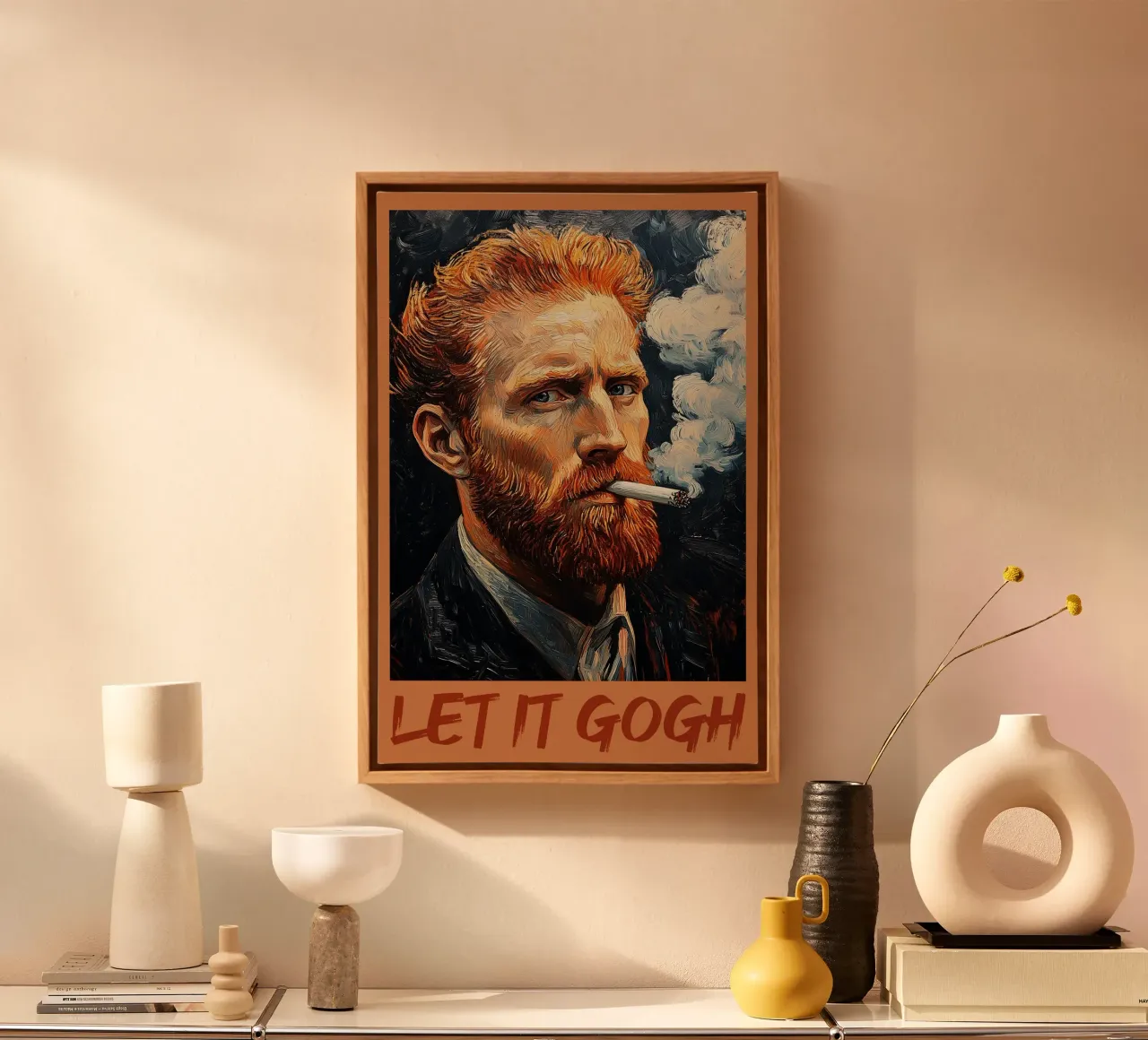 Vincent - Smoking let it gogh canvas with Floater frame by Carinaprint