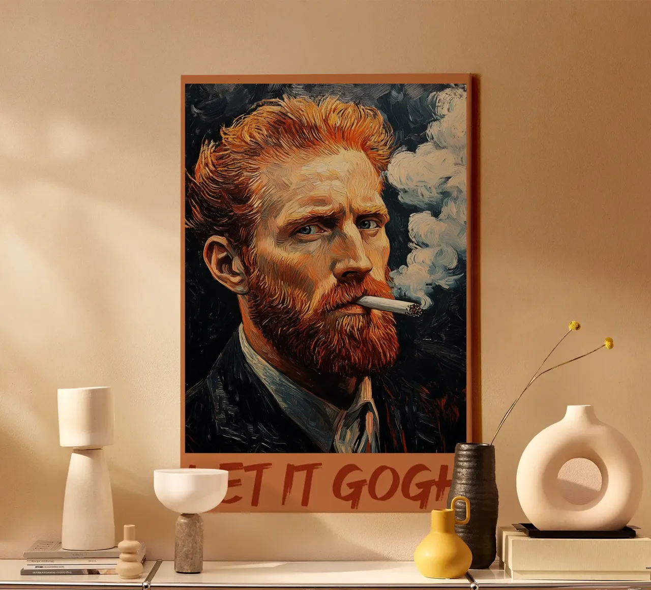 Vincent - Smoking let it gogh canvas with Floater frame by Carinaprint