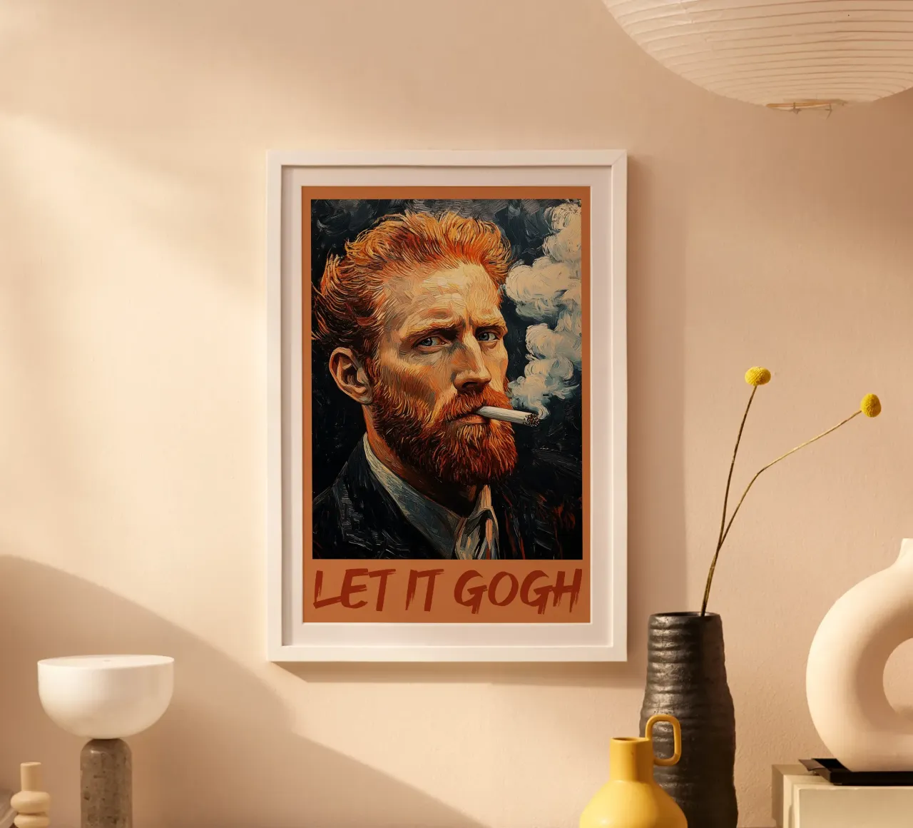 Vincent - Fumo lascia che sia gogh poster con telaio in legno da Carinaprint