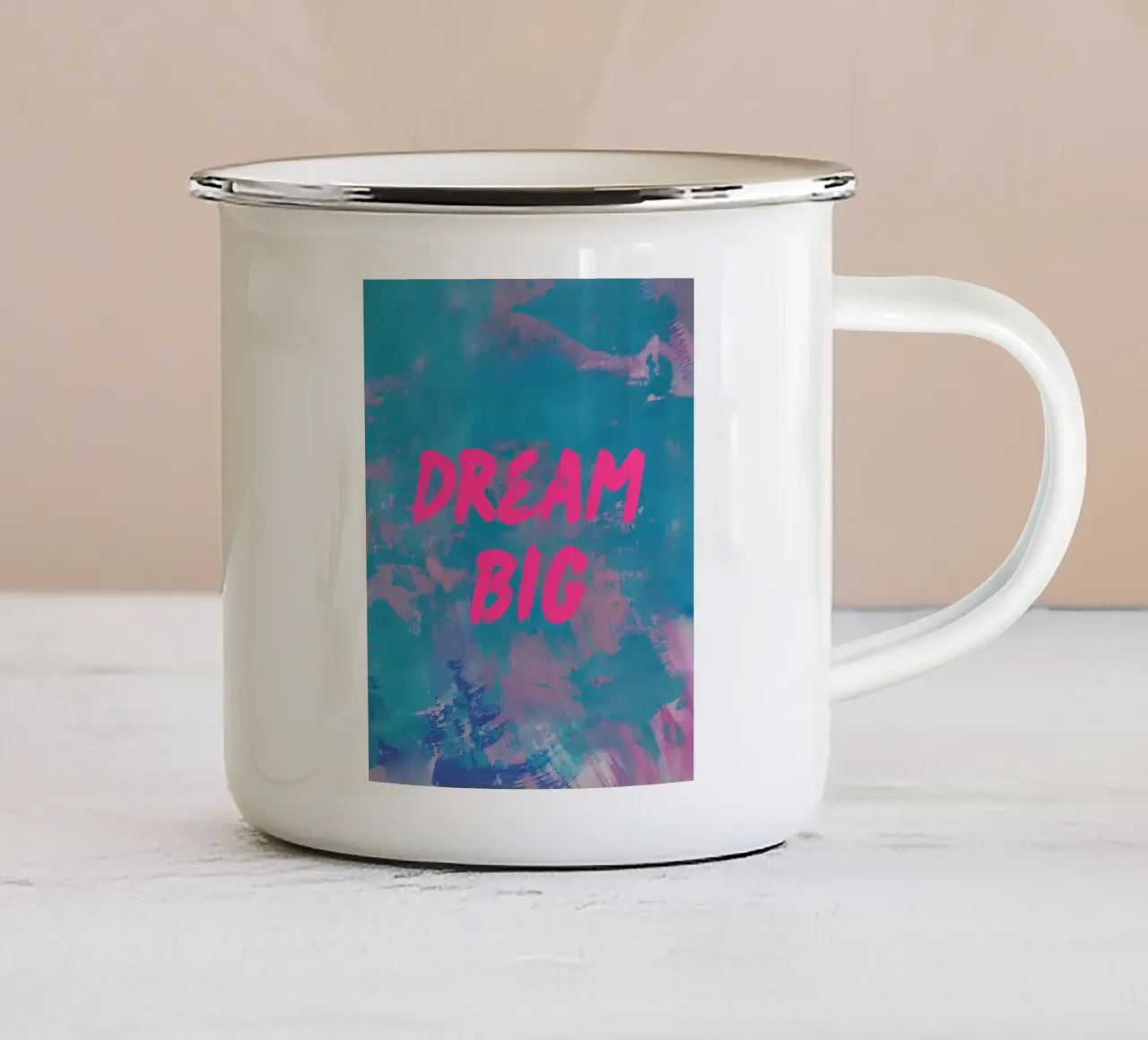 "SOGNA IN GRANDE" Stampa astratta colorata tazza in smalto da FABOArt