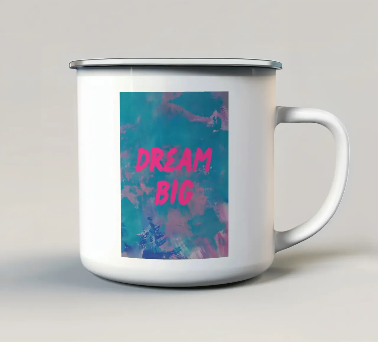 "SOGNA IN GRANDE" Stampa astratta colorata tazza in smalto da FABOArt