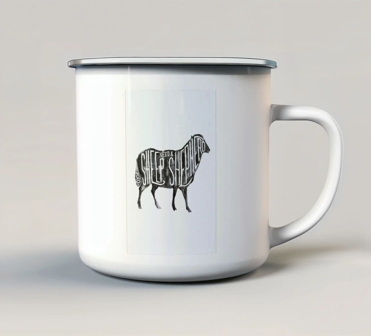 Sheep Need A Shepherd tazza in smalto da JONATTEND