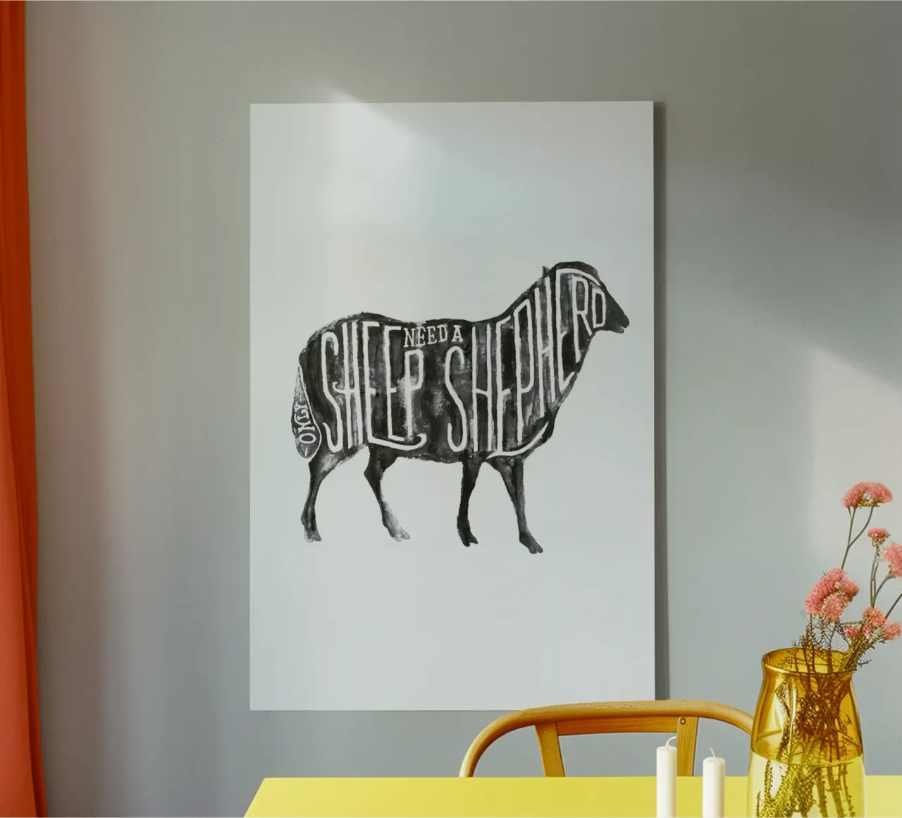 Sheep Need A Shepherd tela con Cornice a cassetta da JONATTEND