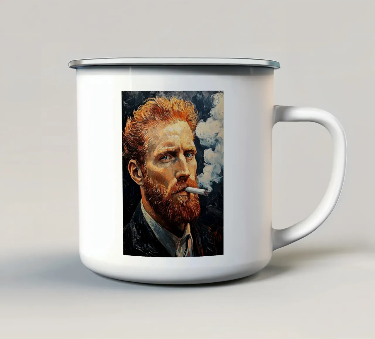 Vincent van Gogh - Smoking let it gogh emaille mok van Carinaprint
