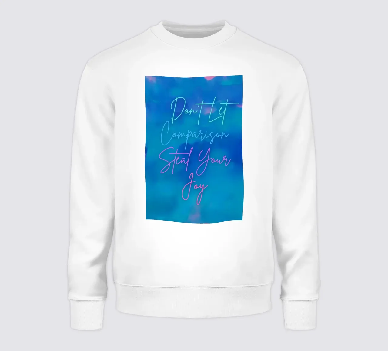 "No dejes que la comparación te robe la alegría" Abstracto azul y rosa sudadera de FABOArt
