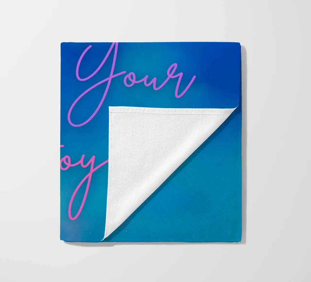 "Don't Let Comparison Steal Your Joy" Blue & Pink Abstract beach towel by FABOArt