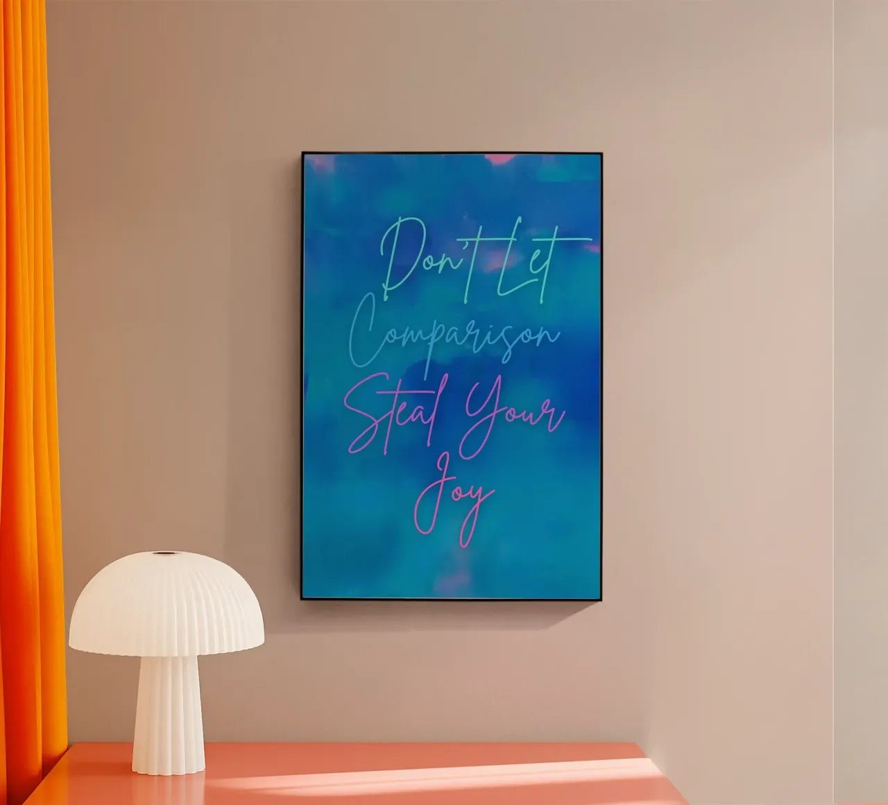 "Don't Let Comparison Steal Your Joy" Blue & Pink Abstract acrylic glass by FABOArt