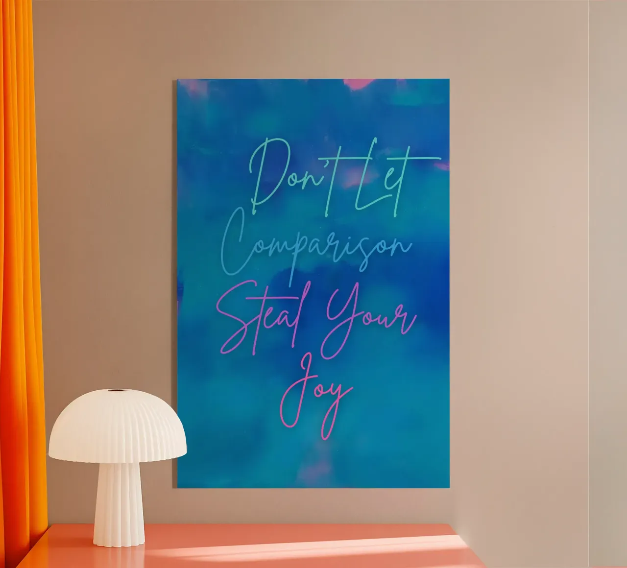 "Don't Let Comparison Steal Your Joy" Blue & Pink Abstract acrylic glass by FABOArt
