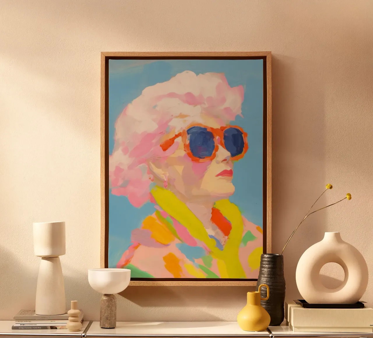 80's tela con Cornice a cassetta da Artsy Bessy