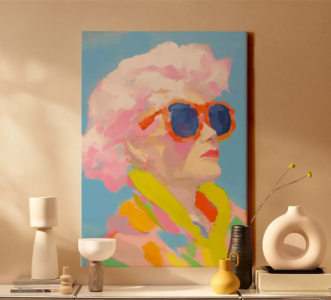 80's tela con Cornice a cassetta da Artsy Bessy