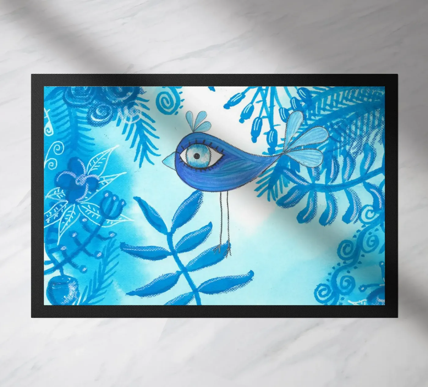 BLAUWE JONGLE deurmat van Inge Hauser Illustration