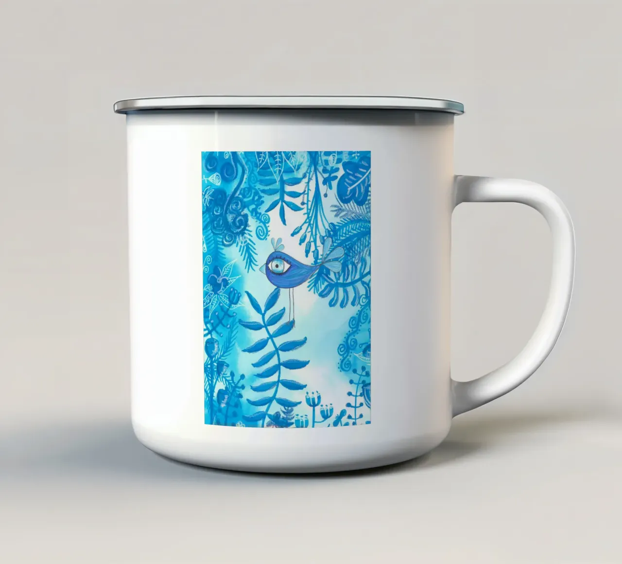 GIUNGLA BLU tazza in smalto da Inge Hauser Illustration