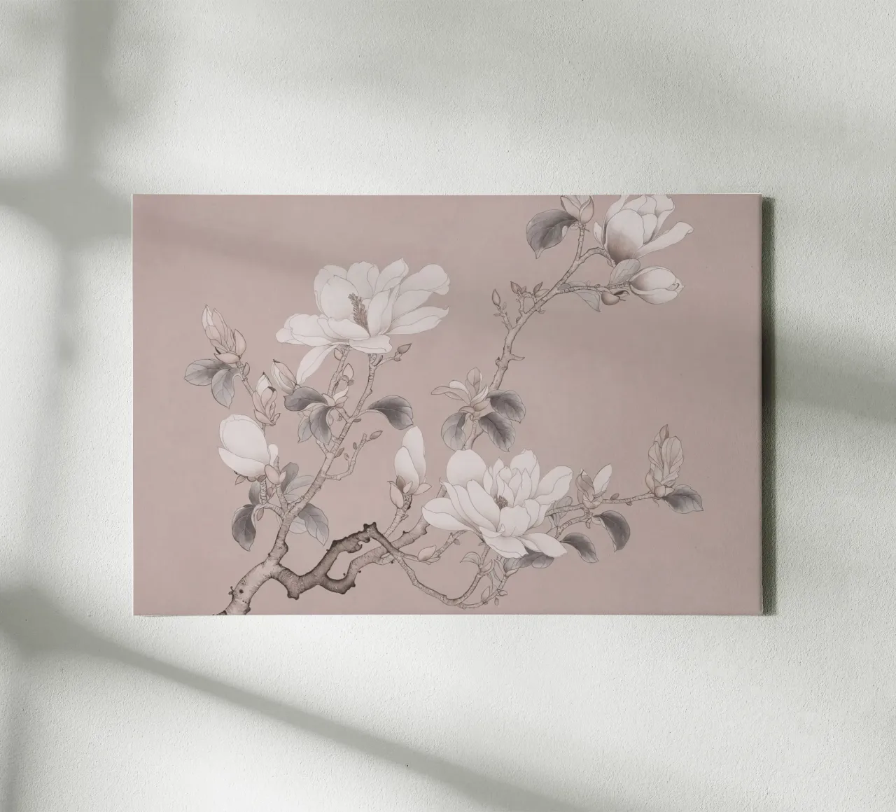 Vintage Chinoiserie Magnolia Blush Roze canvas met Baklijst van Andrea Haase Vintage World