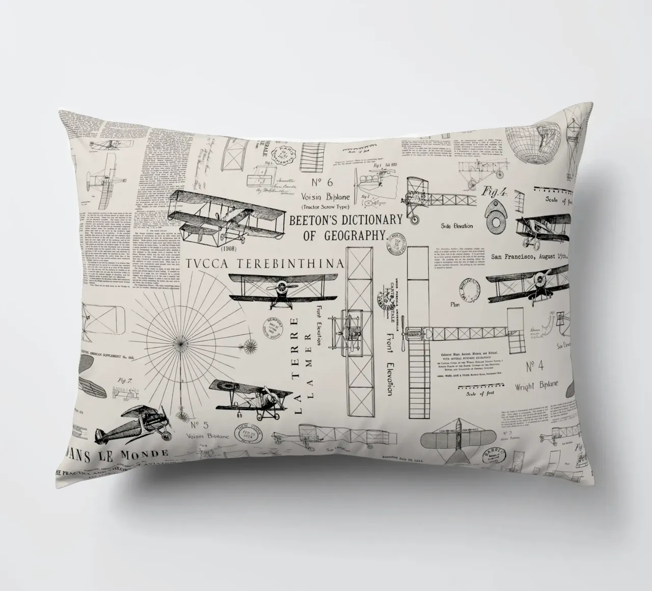 Historic Aviation Collage Art decorative cushion by Andrea Haase Vintage World